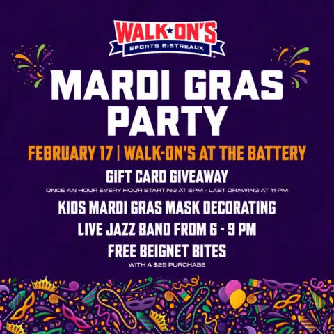 Mardi Gras Party at Walk-On’s Sports Bistreaux